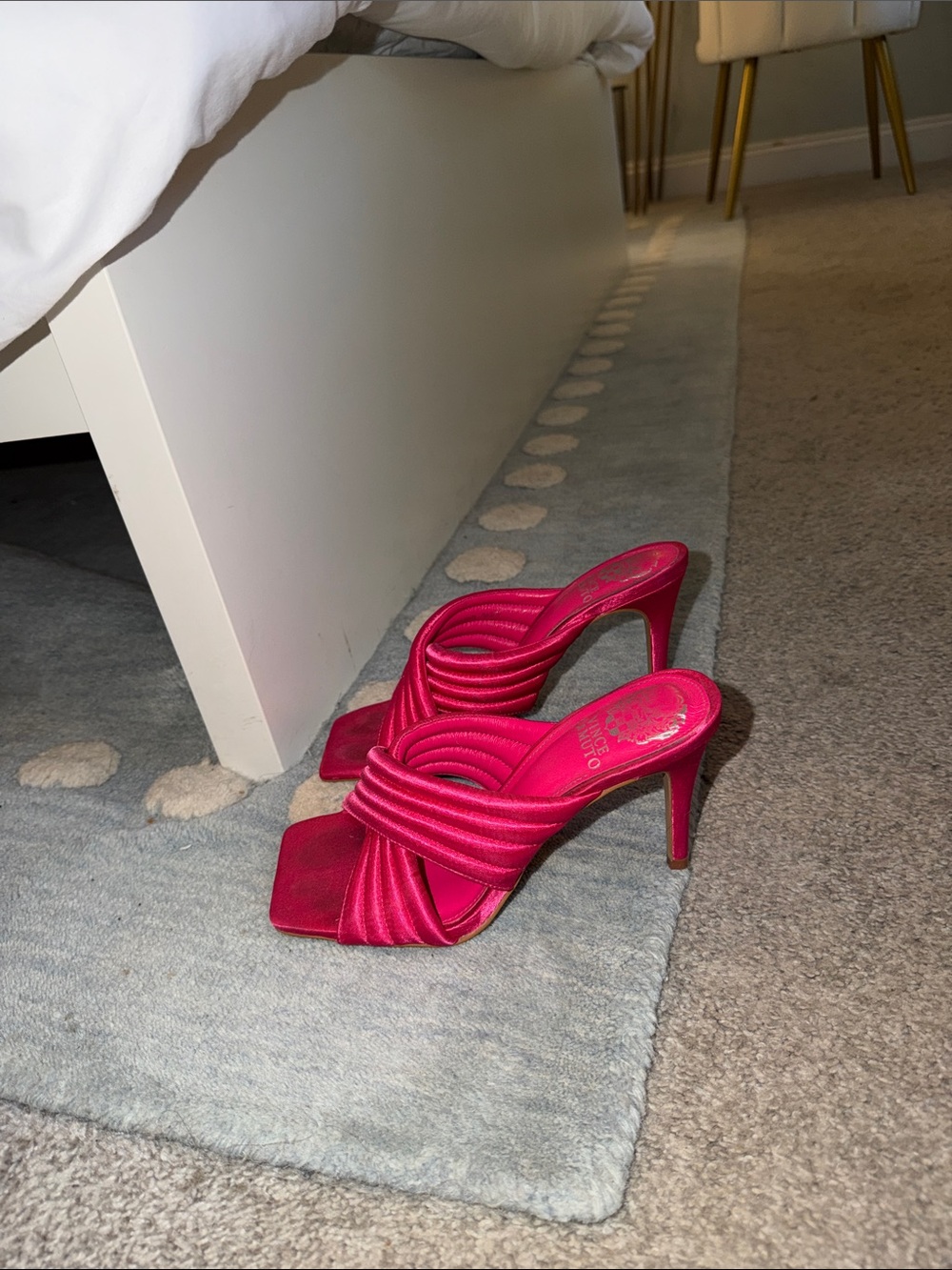 Vince Camuto Hot Pink Satin Strappy High Heel Sandals